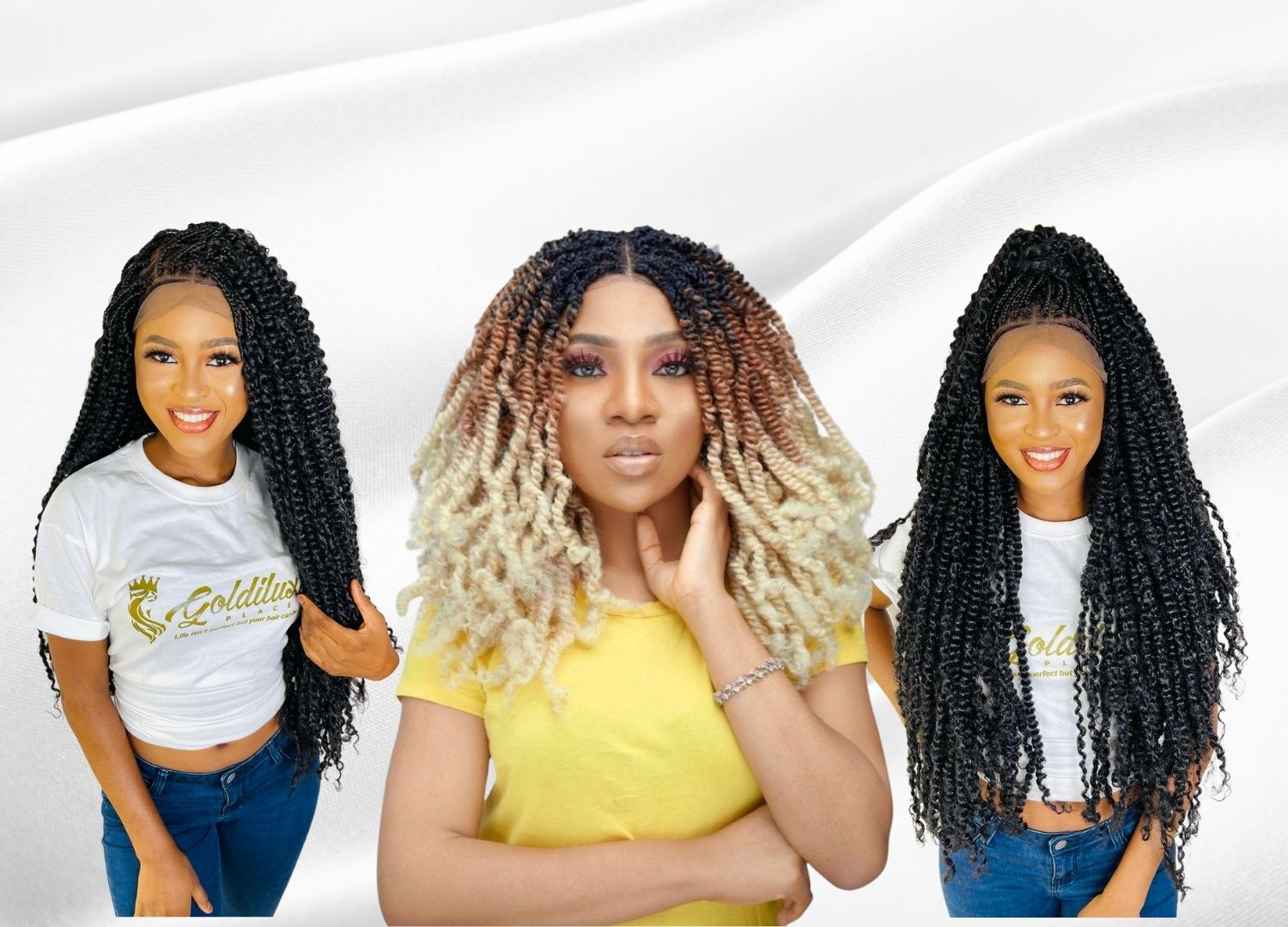 Kelly- Long Box braids wig with bangs – Goldiluxe Place